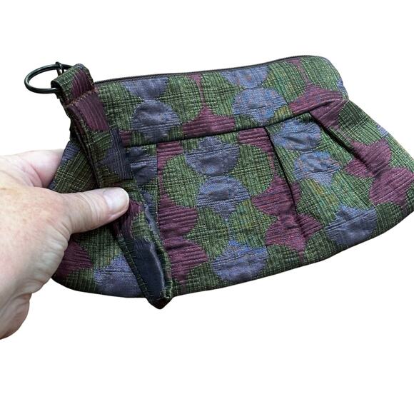 Maruca hand made in Boulder Colorado fabric wristlet clutch purse green purple - Picture 2 of 7